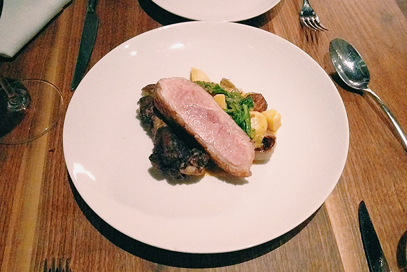 Duck with turnips, Brussels sprouts, rutabaga, giblets & curry sauce